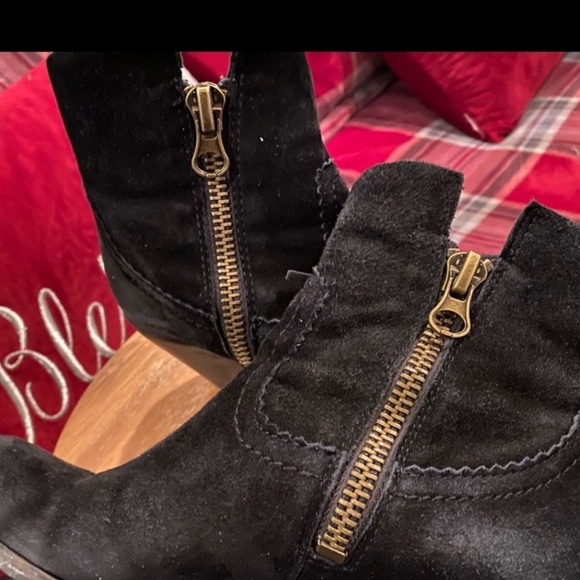 SAM EDELMAN Black Suede Ankle Boots with Fringe/size 6 - Picture 8 of 8